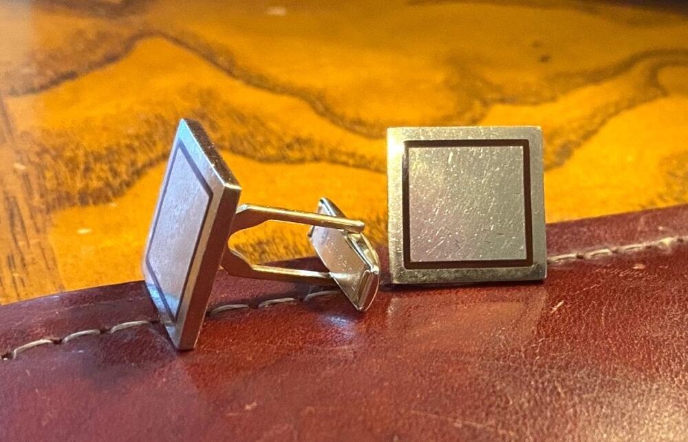 VTG Pioneer Gold Tone Cufflinks Square with Border